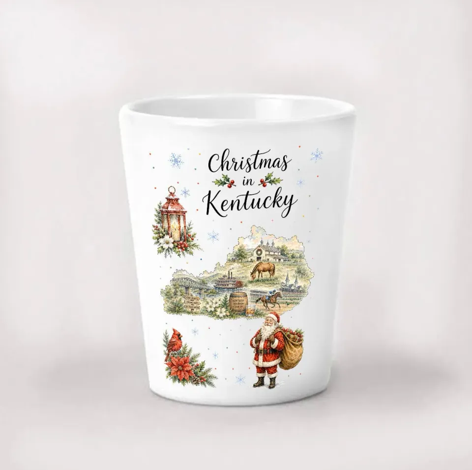Avery Lane Gifts Christmas Kentucky shotglas 44 ml hvid keramik