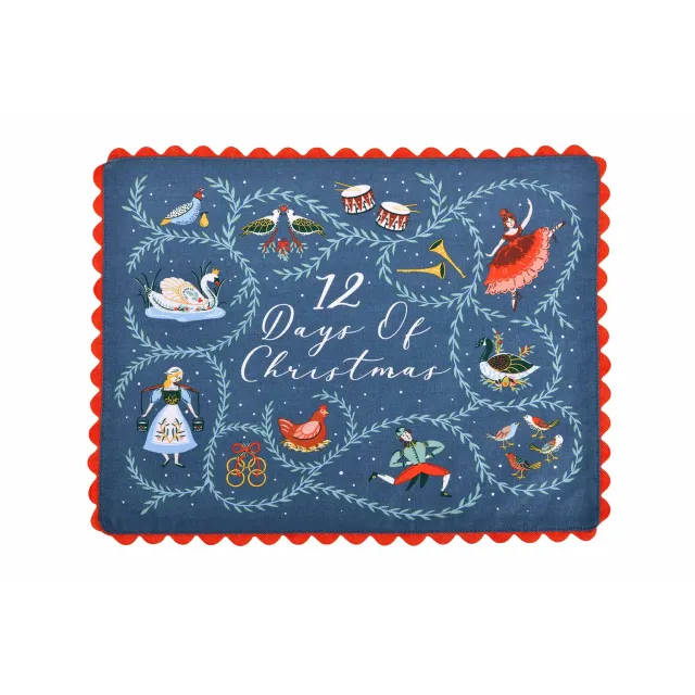 Ulster Weavers 12 Days of Christmas dækkeservietter bomuld blå 2-pak
