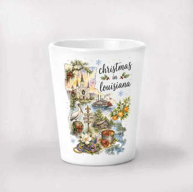 Avery Lane Gifts Christmas Louisiana shotglas keramik