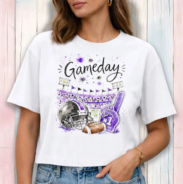 Avery Lane Gifts Gameday Football cropped t-shirt hvid bomuld