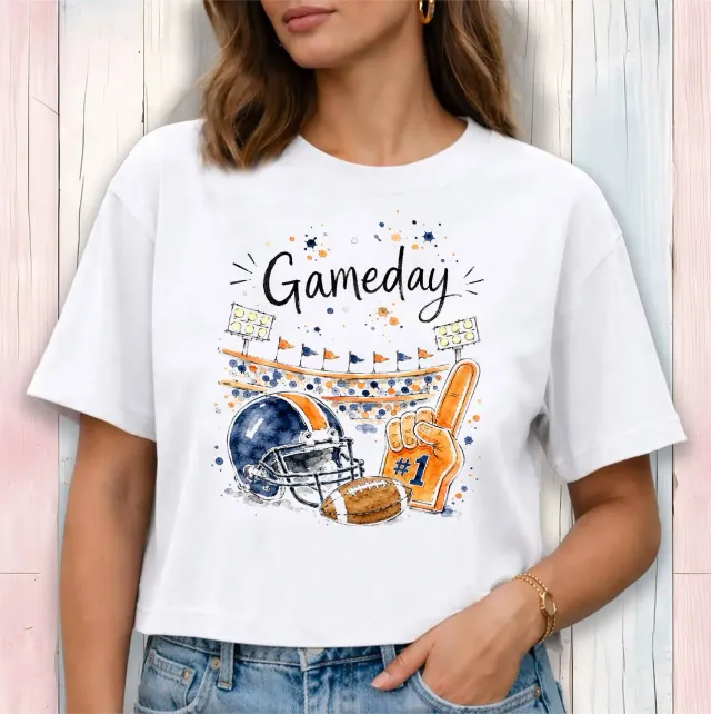 Avery Lane Gifts Gameday Football cropped T-shirt hvid bomuld