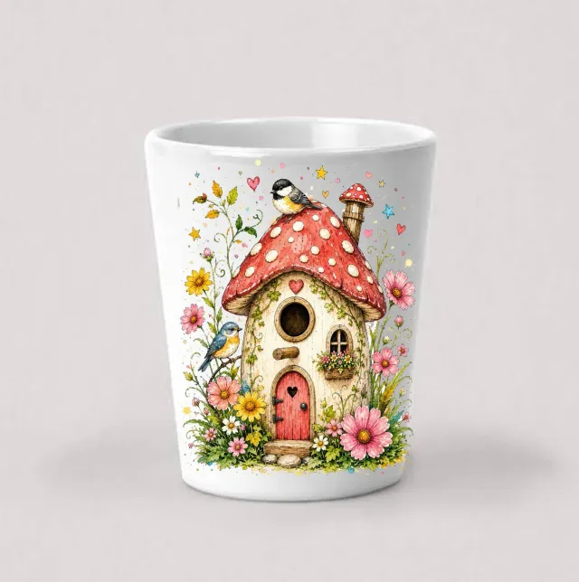 Avery Lane Gifts Mushroom Birdhouse shotglas hvid keramik