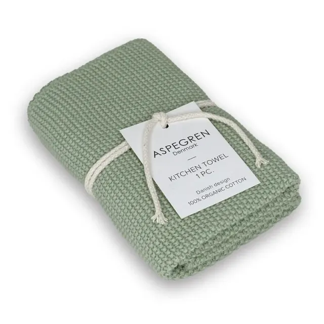 AspEgren Solid Tender Green strikket køkkenhåndklæde 40x50