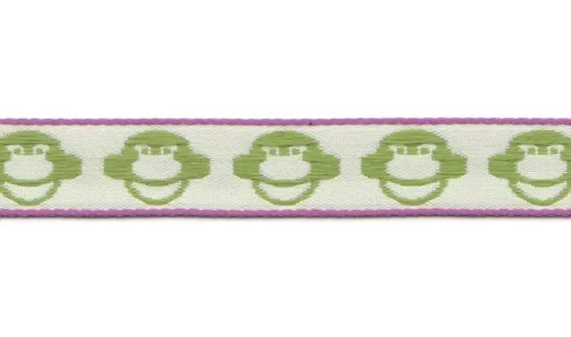 AspEgren Monkey bånd green rulle 1 cm x 25 m bomuld