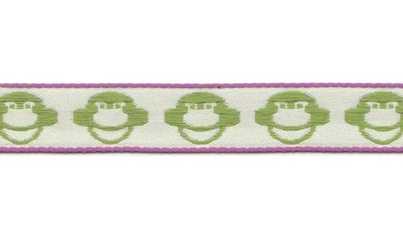 AspEgren Monkey bånd green rulle 1 cm x 25 m bomuld