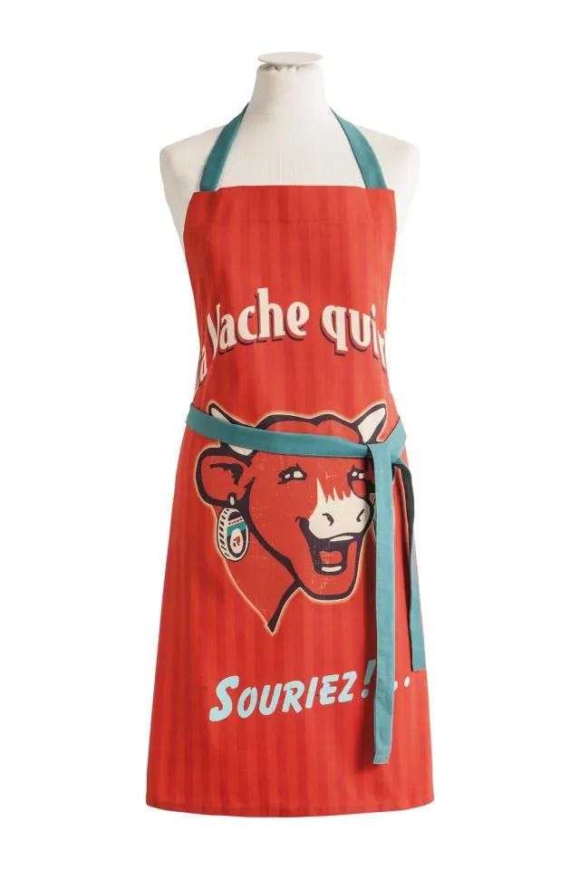 Coucke Red Retro The Laughing Cow forklæde rød bomuld