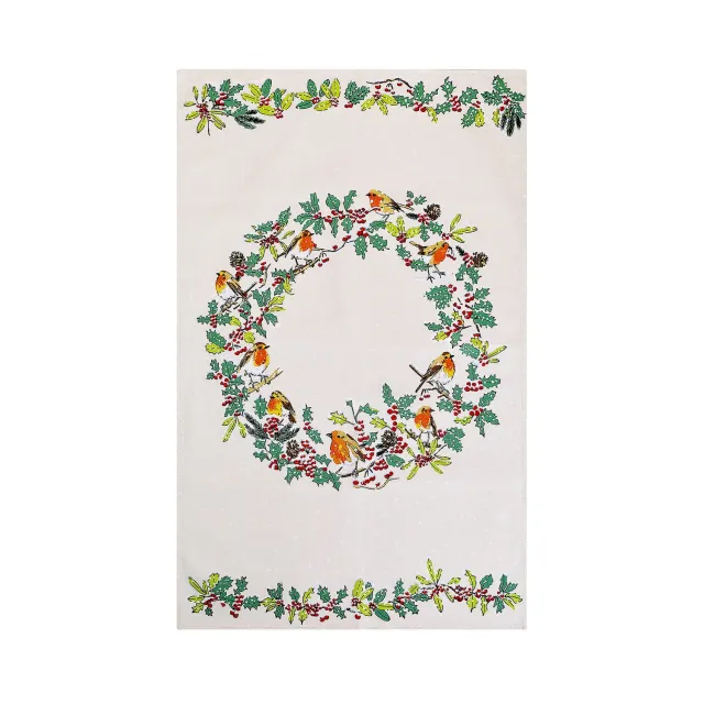 Ulster Weavers Christmas Robins viskestykke grøn