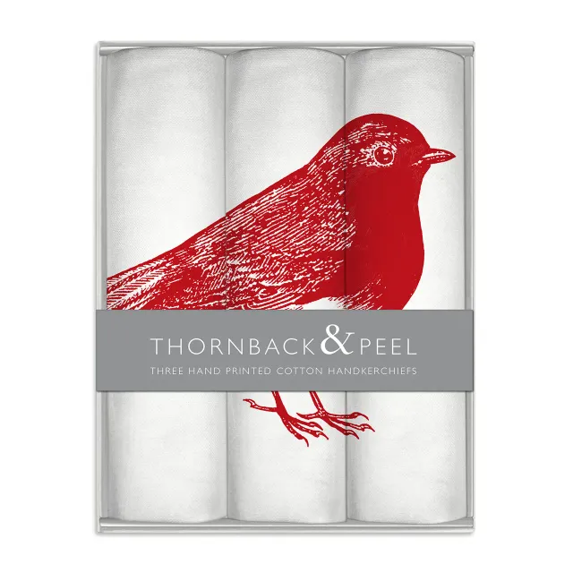 Thornback & Peel Robin lommetørklæder 3 stk 40x40 hvid bomuld