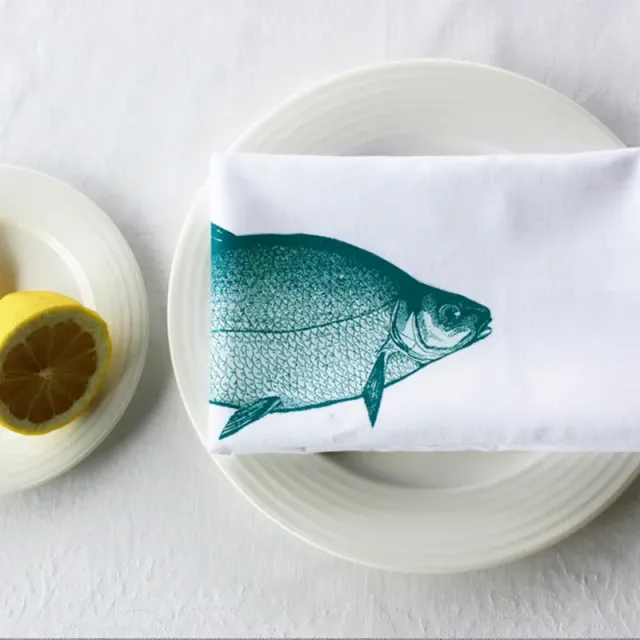 Thornback & Peel Fish hørserviet 45x45 hørblanding