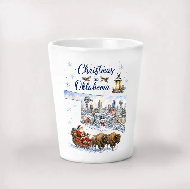 Avery Lane Gifts Christmas Oklahoma shotglas keramik 4 cl