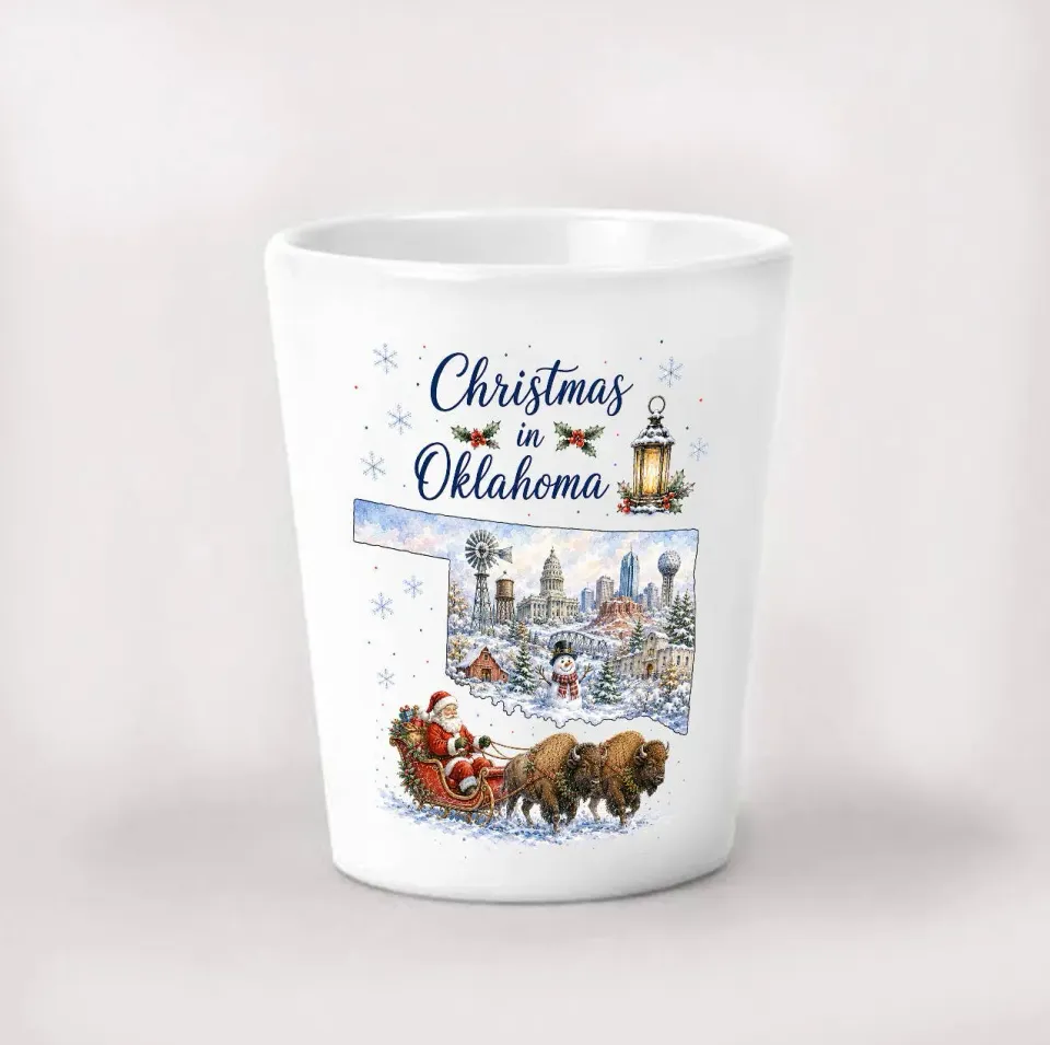 Avery Lane Gifts Christmas Oklahoma shotglas keramik 4 cl
