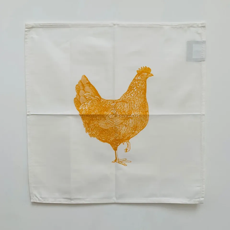 Thornback & Peel Yellow Chicken serviet 45x45 cm bomuld gul