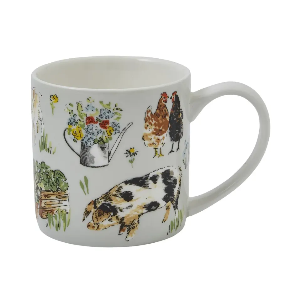 Ulster Weavers Portman Farm krus grå benporcelæn gårdmotiv