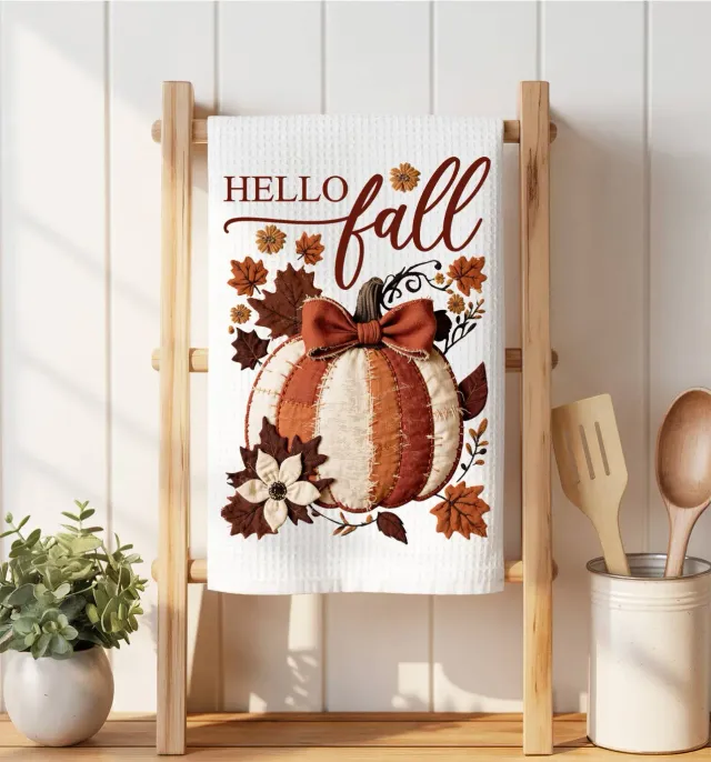 Avery Lane Gifts Hello Fall viskestykke vaffel 41x36 cm