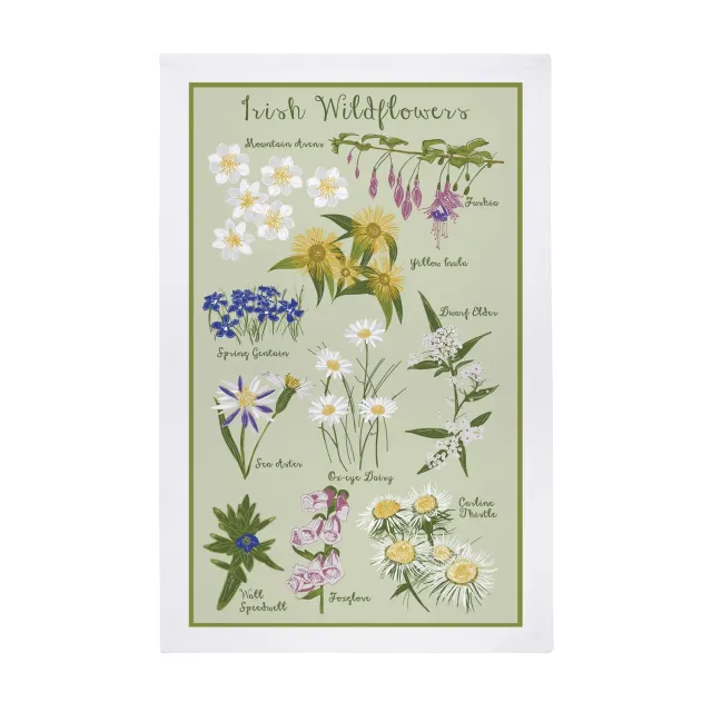 Ulster Weavers Irish Wild Flowers viskestykke grøn bomuld