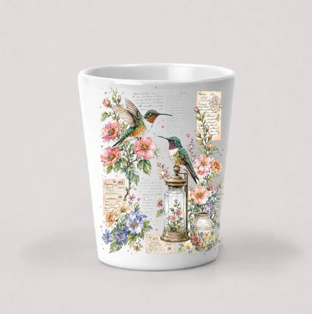 Avery Lane Gifts Vintage Flowers Hummingbirds shotglas keramik