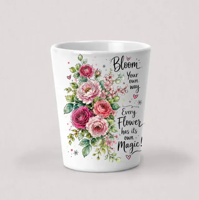 Avery Lane Gifts Bloom Roses shotglas 4 cl hvid keramik