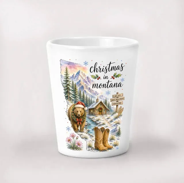 Avery Lane Gifts Christmas in Montana shotglas 1.5 oz