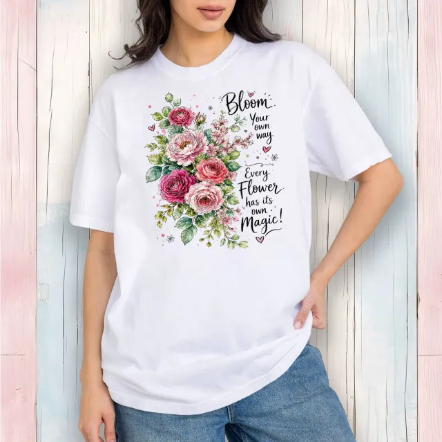 Avery Lane Gifts Bloom Your Own Way t-shirt hvid bomuld