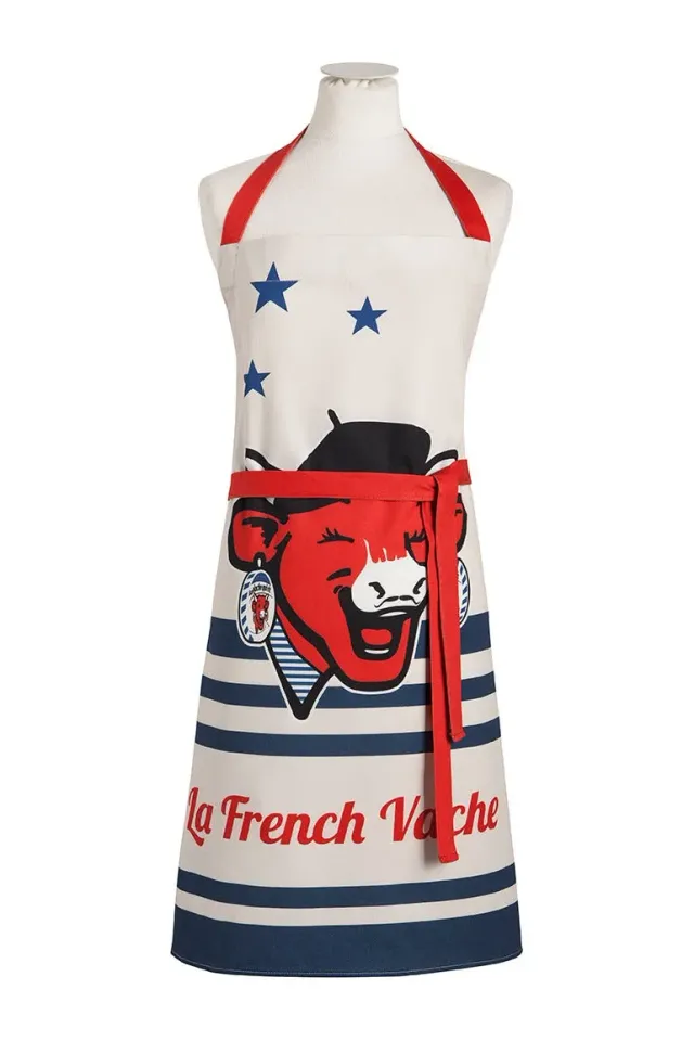 Coucke La French Vache forklæde hvid bomuld 76x85 cm