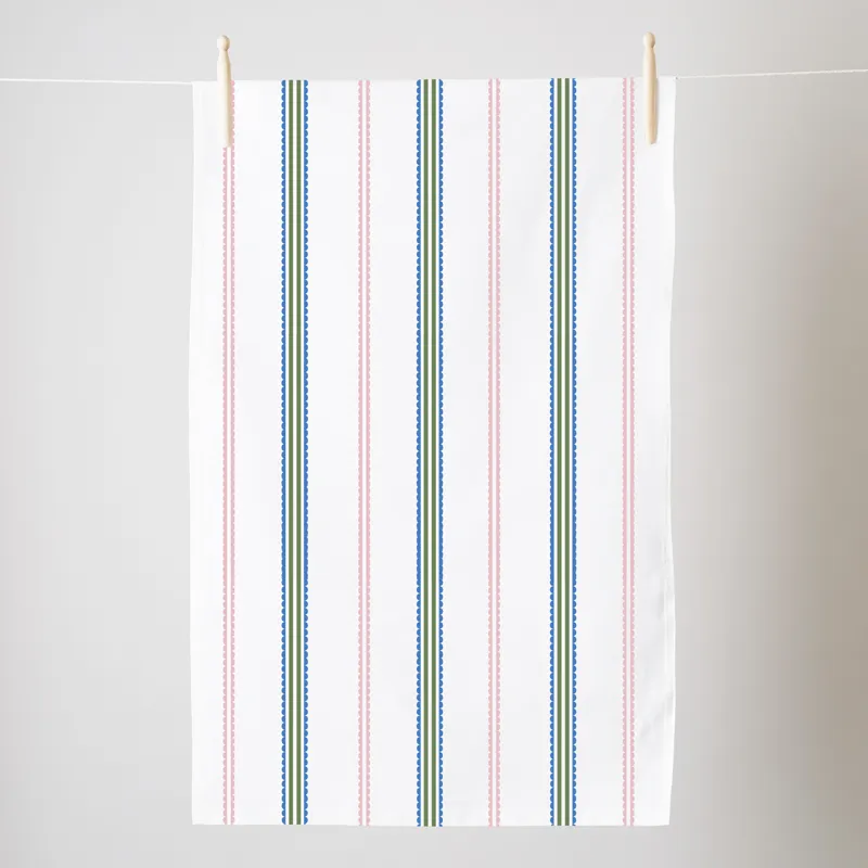 Thornback & Peel Scallop & Stripe viskestykke 47x77 cm pastelfarvet