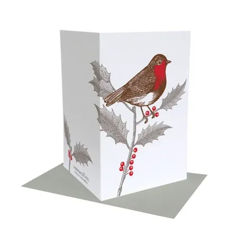Thornback & Peel Robin & Holly julekort blankt