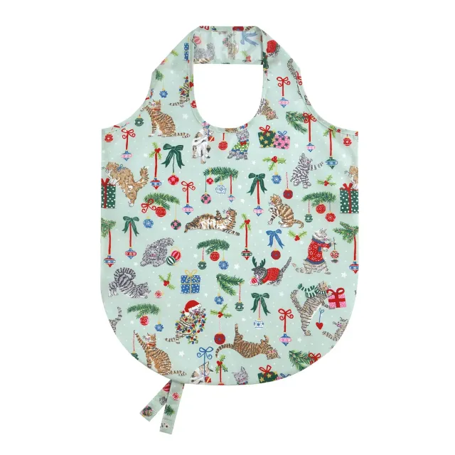 Ulster Weavers Christmas Cats mulepose foldbar seafoam