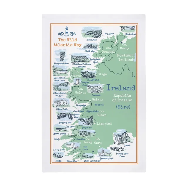 Ulster Weavers Wild Atlantic Way viskestykke grøn bomuld