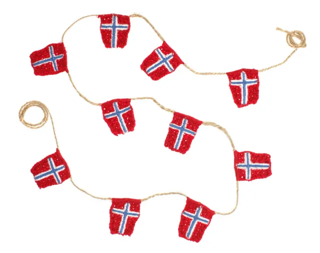 Solwang Norske Flag flagguirlande 10 stk bomuld