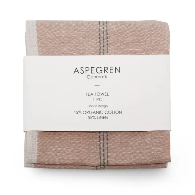 AspEgren Pinstripes viskestykke Latte 50x70 cm hørbomuld