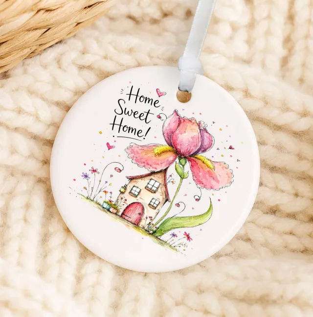 Avery Lane Gifts Home Sweet Home Spring Flowers ornament 7,6 cm porcelæn