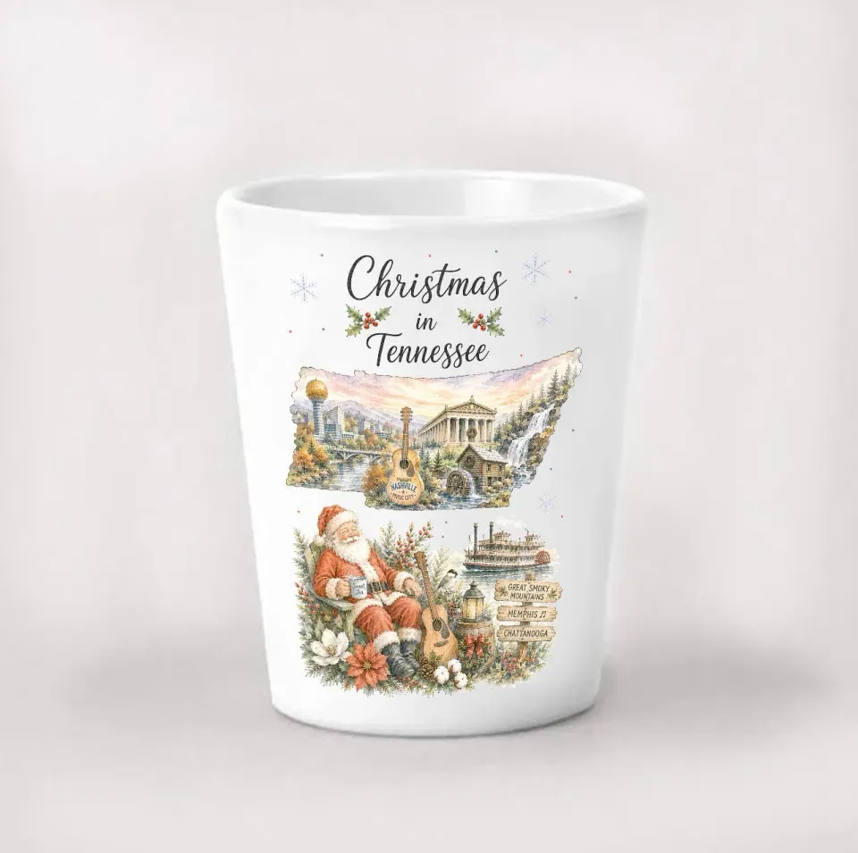 Avery Lane Gifts Christmas Tennessee shotglas 4 cl statskort