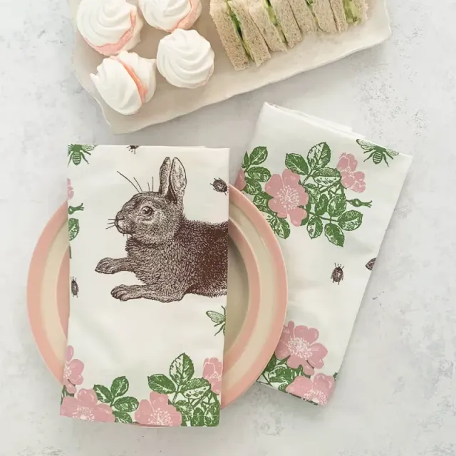 Thornback & Peel Rabbit & Rose stofserviet 45x45