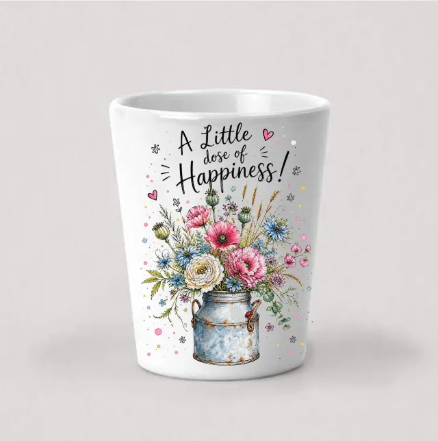Avery Lane Gifts A Little Dose of Happiness Flowers shotglas hvid 4 cl