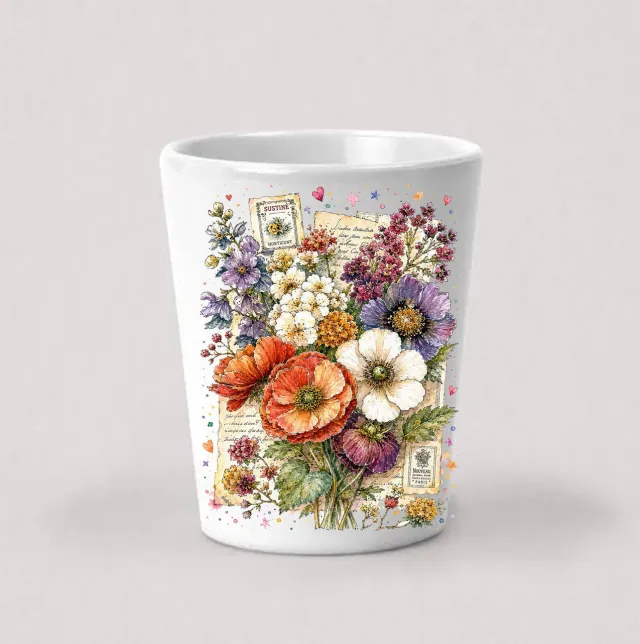 Avery Lane Gifts Vintage Flowers shotglas keramik 4 cl