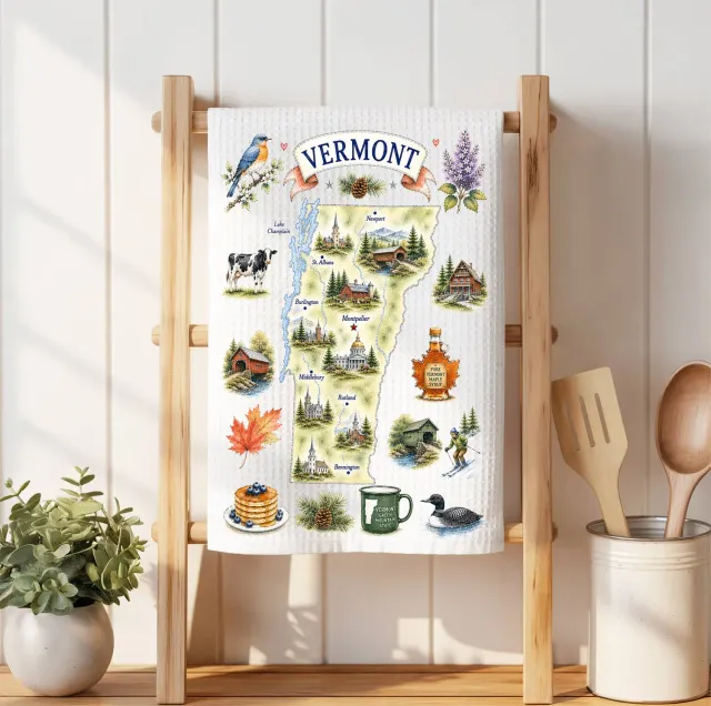Avery Lane Gifts Vermont State Map viskestykke vaffel