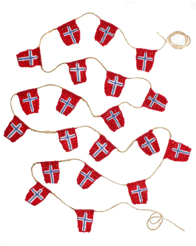 Solwang flagguirlande norske flag bomuld 10 stk