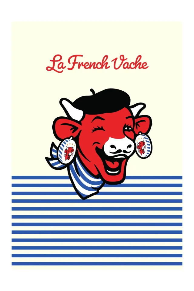 Coucke Laughing Cow viskestykke elfenben 50x75 bomuld