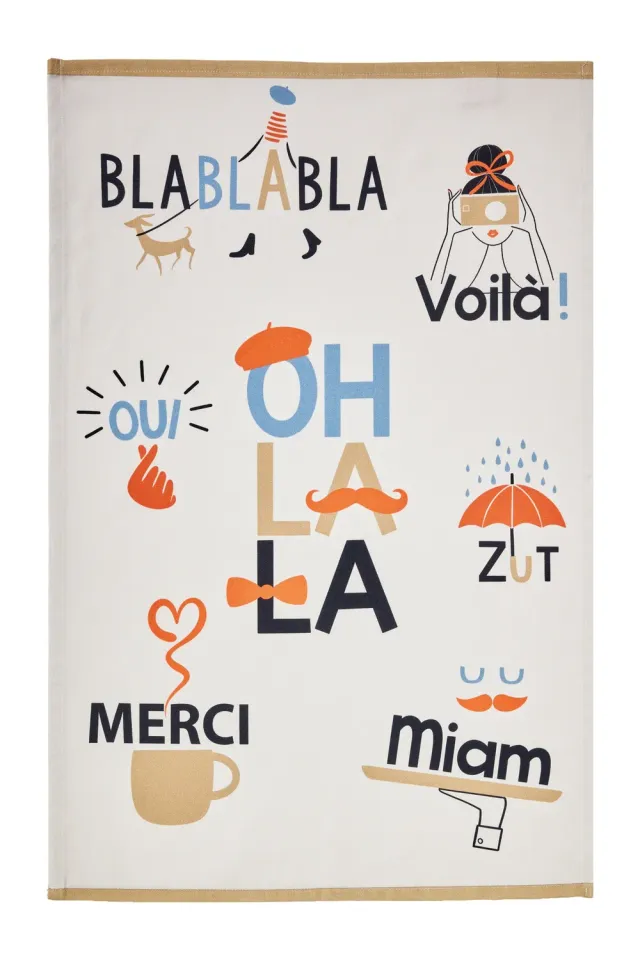 Coucke Onomatopoeia viskestykke hvid bomuld 50x75 cm