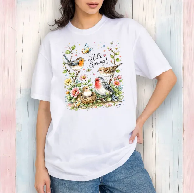 Avery Lane Gifts Hello Spring T-shirt hvid bomuld