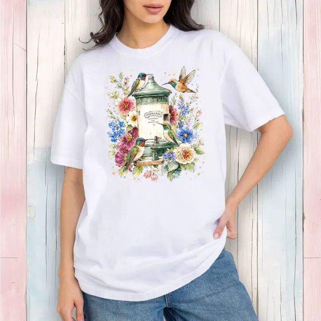 Avery Lane Gifts Spring Hummingbirds T-shirt hvid M bomuld