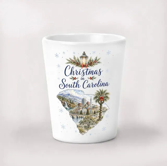 Avery Lane Gifts Christmas in South Carolina State Map shotglas keramik
