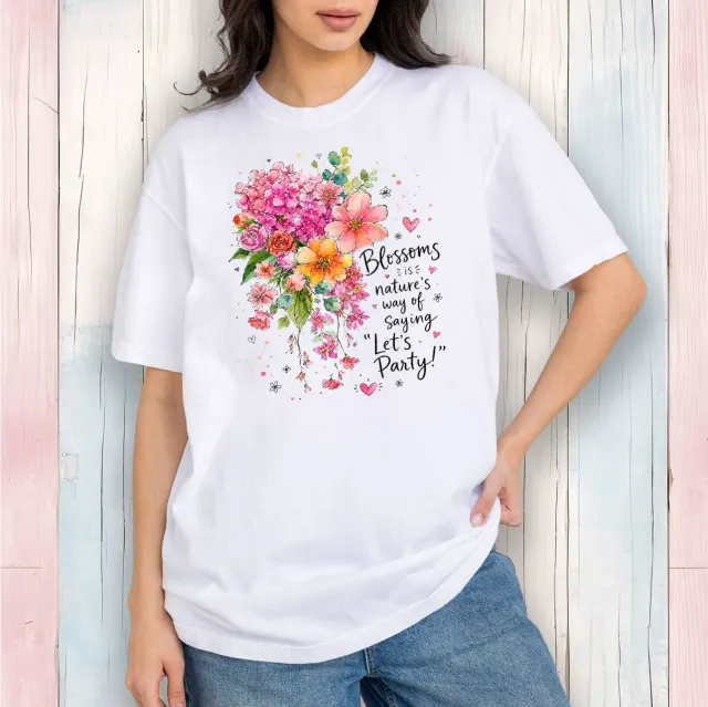 Avery Lane Gifts Blossom Lets Party T-shirt hvid bomuld