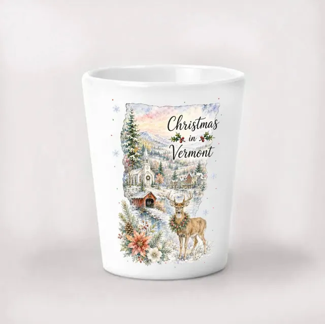 Avery Lane Gifts Christmas shotglas Vermont State Map 44 ml