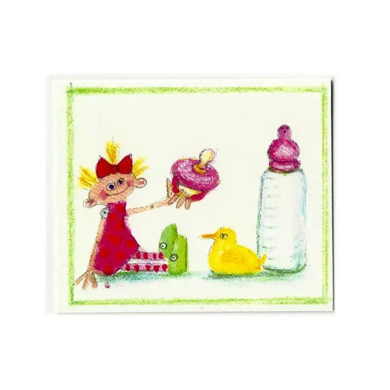 AspEgren Mini Postcard Girl with Dummy postkort 8x9 cm