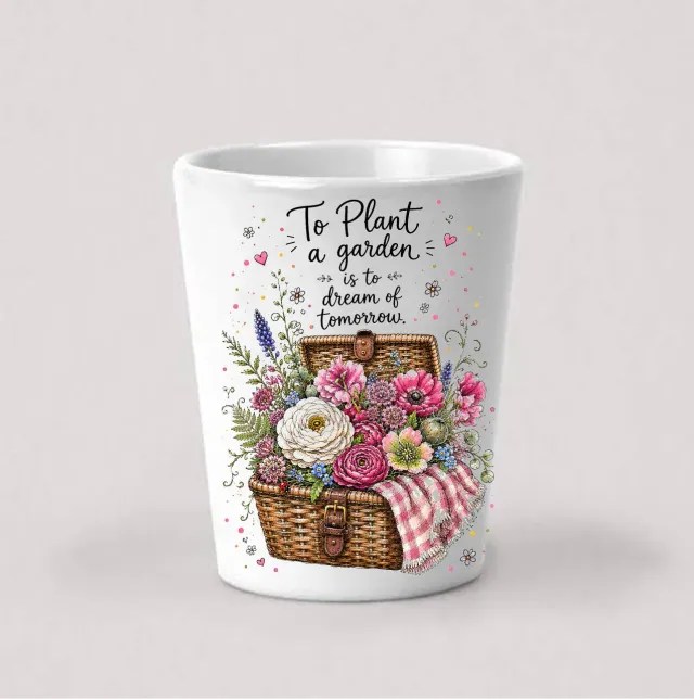 Avery Lane Gifts Plant a garden shotglas 44 ml hvid blomster