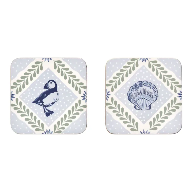 Ulster Weavers Coastal Treasures bordskånere blå 4-pak kork