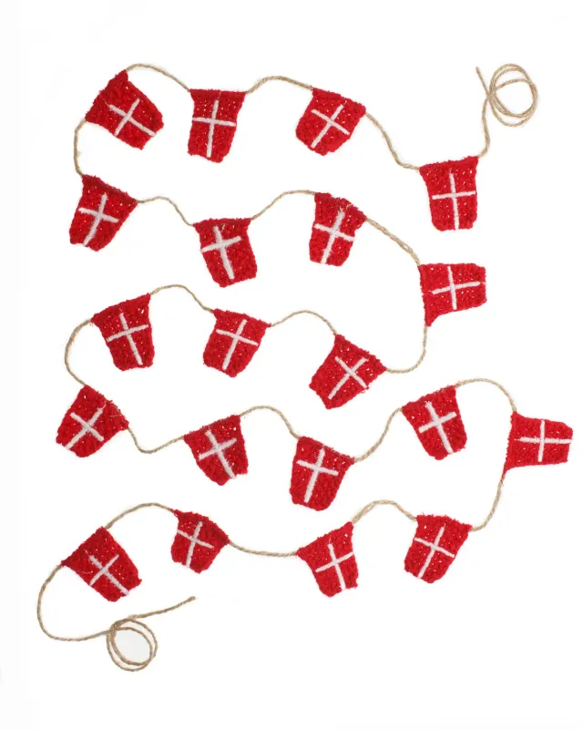 Solwang flagguirlande strikkede flag 20 stk bomuld