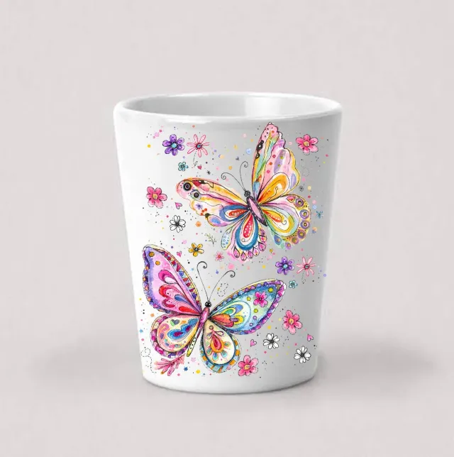 Avery Lane Gifts Whimsical Colorful Butterflies shotglas sommerfugle