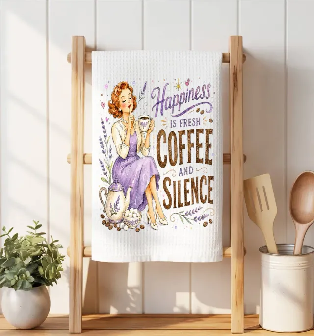Avery Lane Gifts Housewives Happiness is Coffee & Silence viskestykke mikrofiber